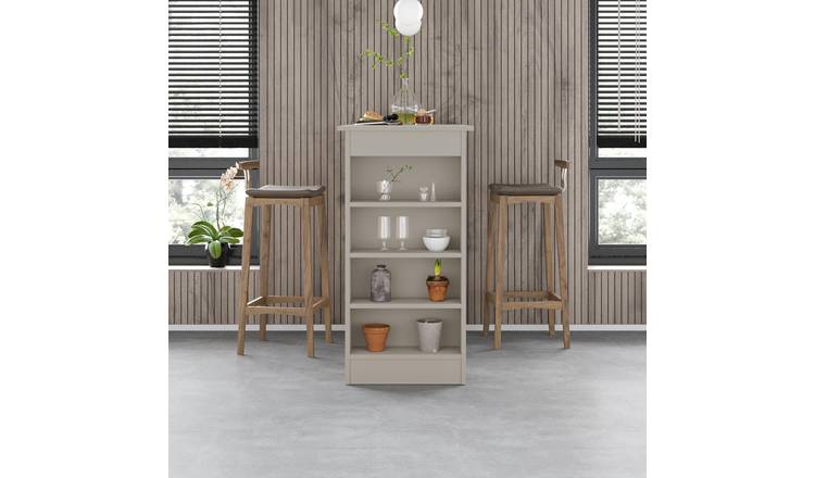 Decortie Swallow Particleboard Wood-Effect Bar Table with Storage Shelves - Sand