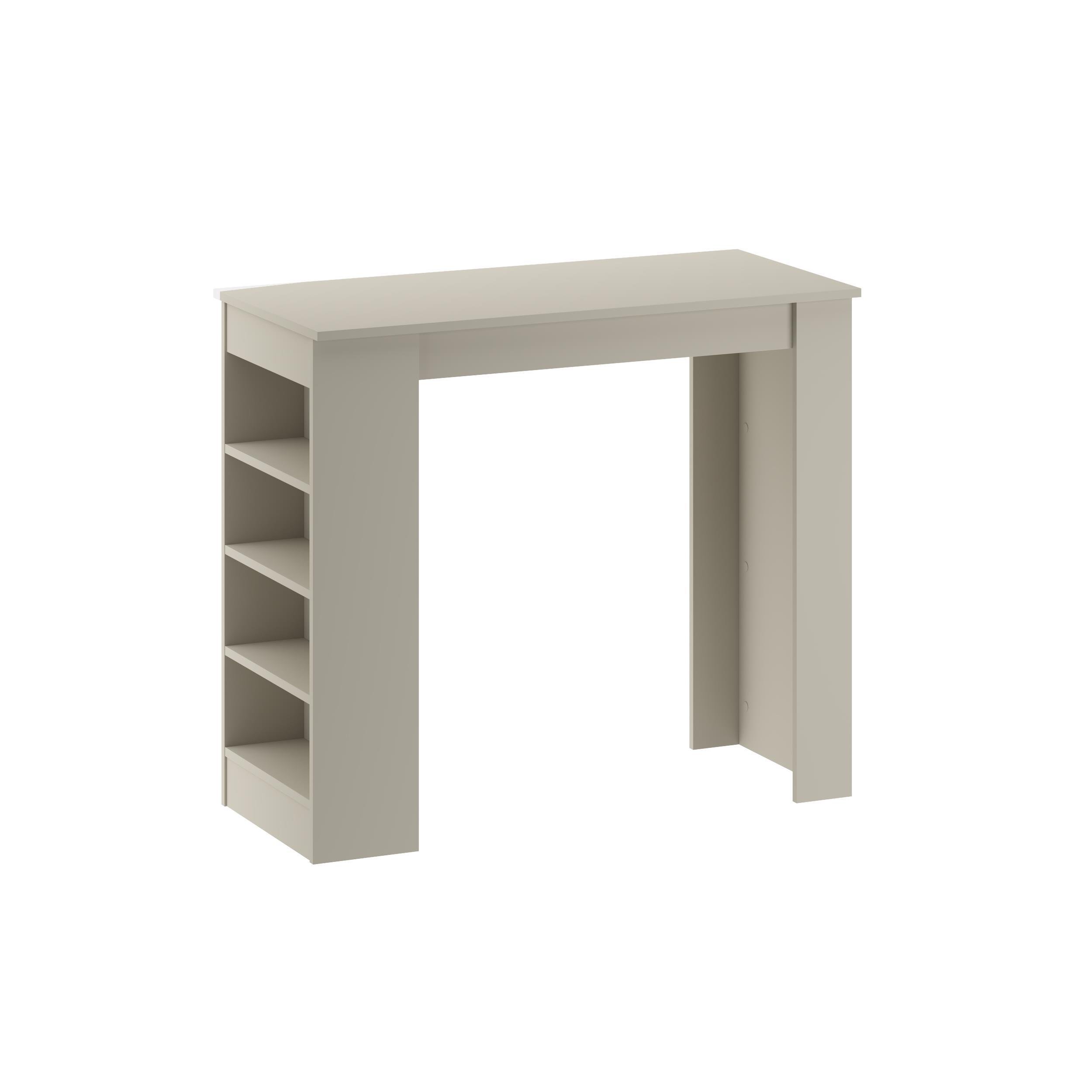 Decortie Swallow Particleboard Wood-Effect Bar Table with Storage Shelves - Sand - Image 2