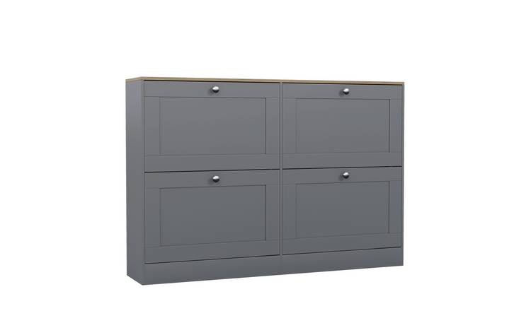 Vida Designs 4 Drawer Shoe Cabinet - Grey & Oak