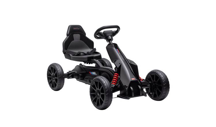 HOMCOM Adjustable Seat EVA Tyres Handbrake Kids Pedal Go Kart - Black
