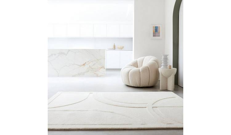 Mega Flooring White Handmade Abstract Rug - 160 x 230cm