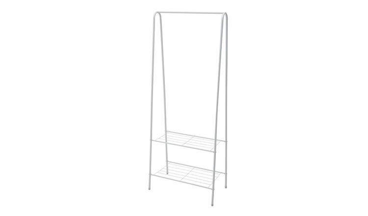 Living and Home 152cm Freestanding Clothes Rail with Shelves - Black/White