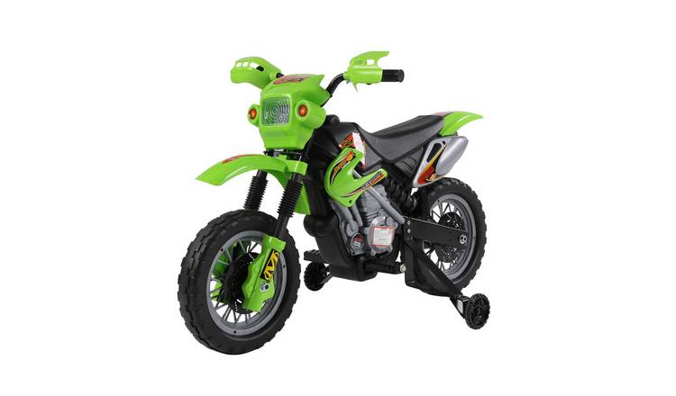 HOMCOM 6V 3 to 6 Years Training Wheels Ride on Motorcycle – Green