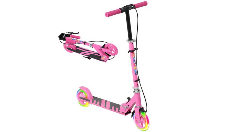 AIYAPLAY 3 to 8 Years Folding and Adjustable Light Up Kick Scooter – Pink