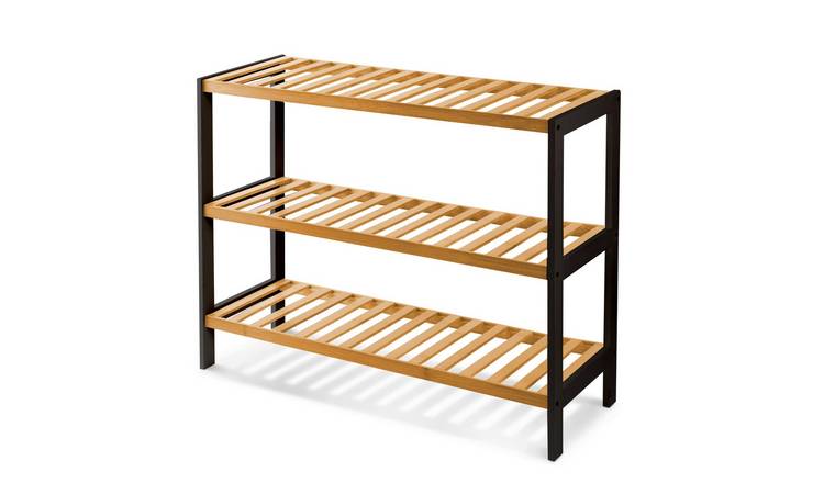 Keplin 3 Tier Bamboo Shoe Rack - Black & Natural
