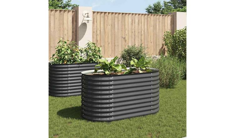 Walplus Galvanised Steel Raised Garden Bed - Grey - 160 x 80 x 81 cm