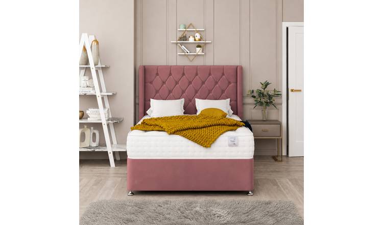 Bed Choices Deluxe Small Double 2 Drawer 54" Headboard Divan Bed Set - Pink