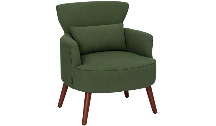HOMCOM Wooden Modern Armchair with Thick Padded Seat - Green