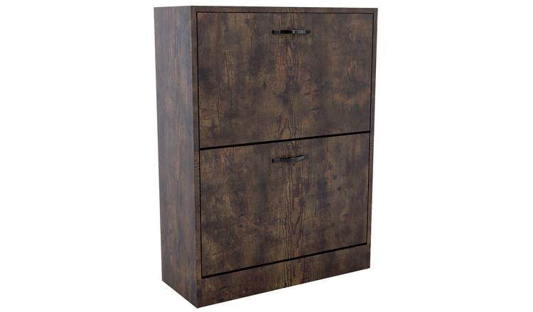Vida Designs 2 Drawer Shoe Cabinet - Dark Wood