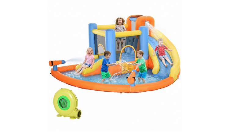 AIYAPLAY 5 in 1 Indoor Outdoor Fun Dual Slide Inflatable Water Park – Orange