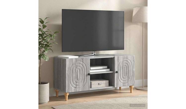 Walplus 2 Door Wood TV Cabinet 1 Shelf - Grey Sonoma - 102 x 34.5 x 50 cm