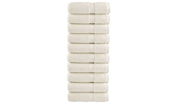 Walplus Pack of 10 Cotton Guest Towels - Cream - 30 x 50 cm