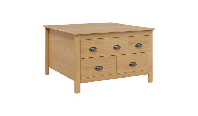 Walplus Solid Pine Wood Coffee Table - Brown - 79.5 x 79.5 x 49 cm