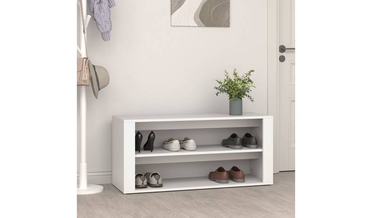 Walplus Engineered Wood Shoe Rack - White - 100 x 35 x 45 cm