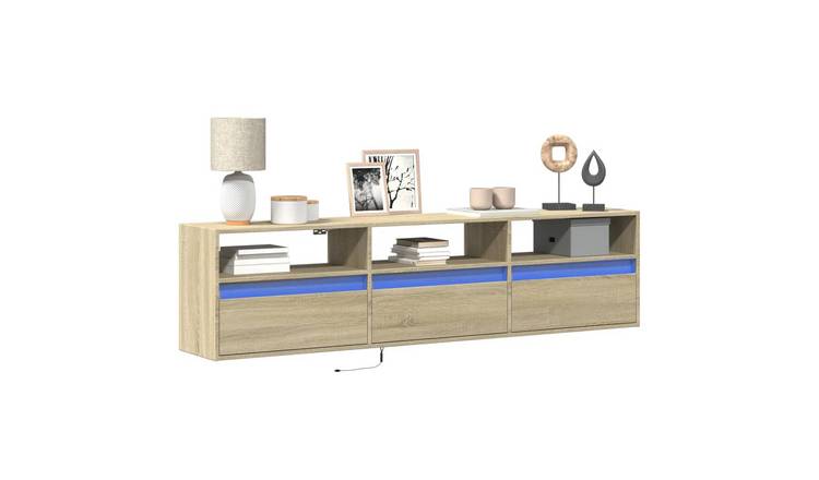 Walplus LED Engineered Wood TV Wall Unit - Light Oak - 180 x 31 x 45 cm