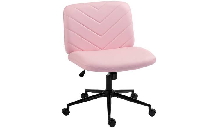 HOMCOM Criss Cross Legged High Density Foam Office Chair - Pink