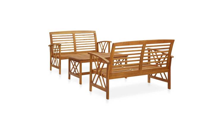 Walplus 3 Piece Solid Acacia Wood Garden Lounge Set - Brown - 59 x 67 x 83 cm