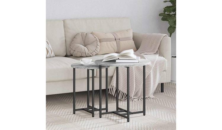Walplus Pack of 2 Metal Side Table - Grey - 50 x 50 x 50 cm