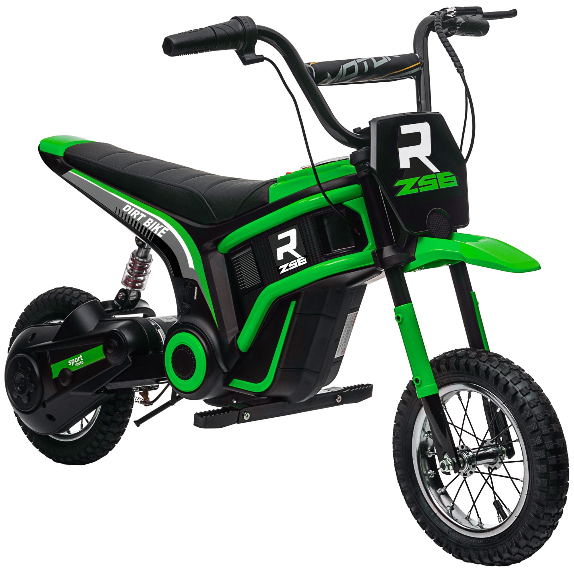 HOMCOM 24V 350W Ages 8 to 12 Years Pneumatic Tyres Ride on Motorbike - Green - Image 1