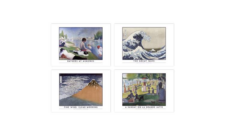 Seurat Bathers La Grande Jatte Hokusai Fuji Classic Set Of 4 Art Prints – A4