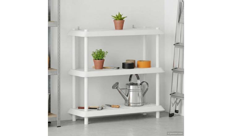 Walplus 3 Tier Shelving Unit - White - 100 x 40 x 96 cm