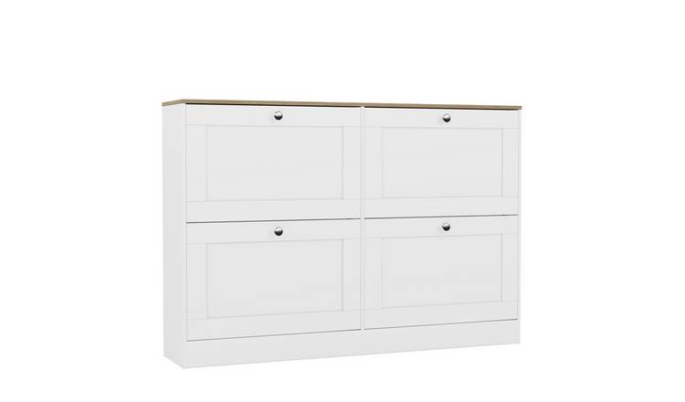 Vida Designs 4 Drawer Shoe Cabinet - White & Oak