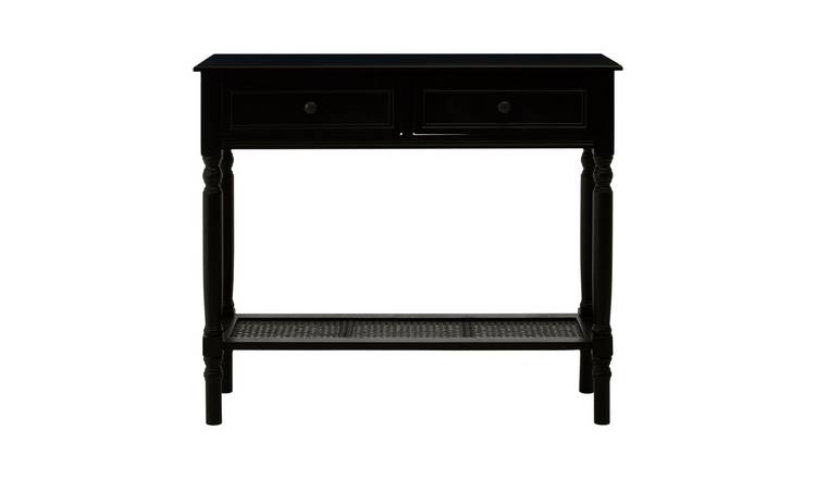 Orsina Heritage 2 Drawer Wooden Shelf Console Table – Black