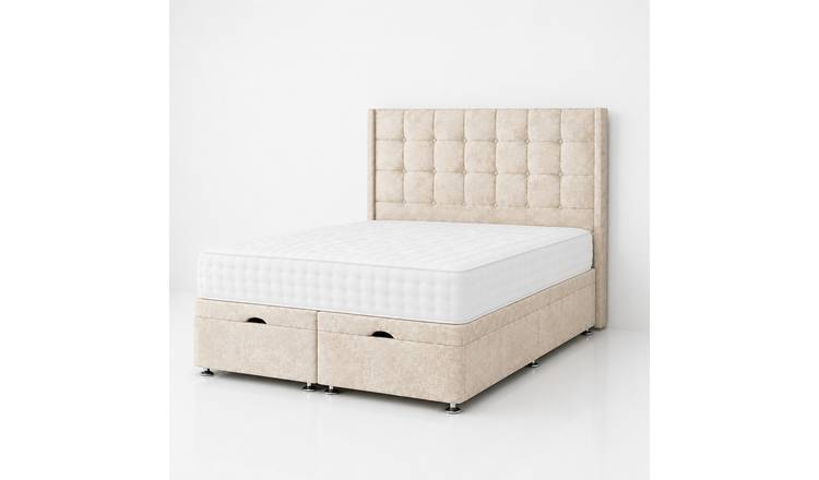 Comfy Deluxe Kai 5ft King Size Ottoman End Lift  Bed Set - Crush Cream