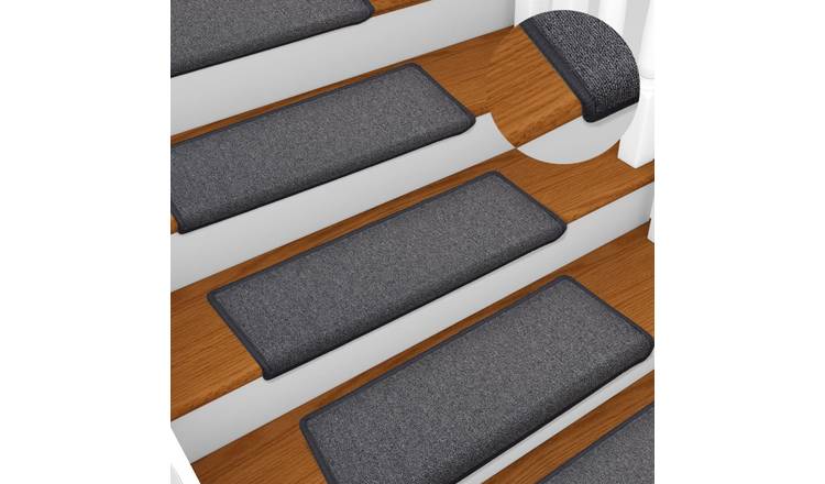 Walplus Pack of 15 Rectangular Needle-Punched Stair Mats - Dark Grey - 65 x 21 c
