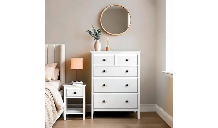 Home Source Bellevue 5 Drawer Chest - White