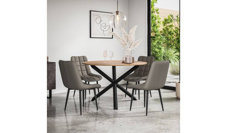 Furniture Online Malvern Nova Oak Table Dining Table & 4 Grey Chairs