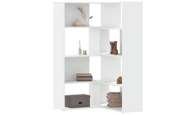 Walplus 4 Tier Engineered Wood Corner Bookcase - White - 85 x 85 x 140 cm