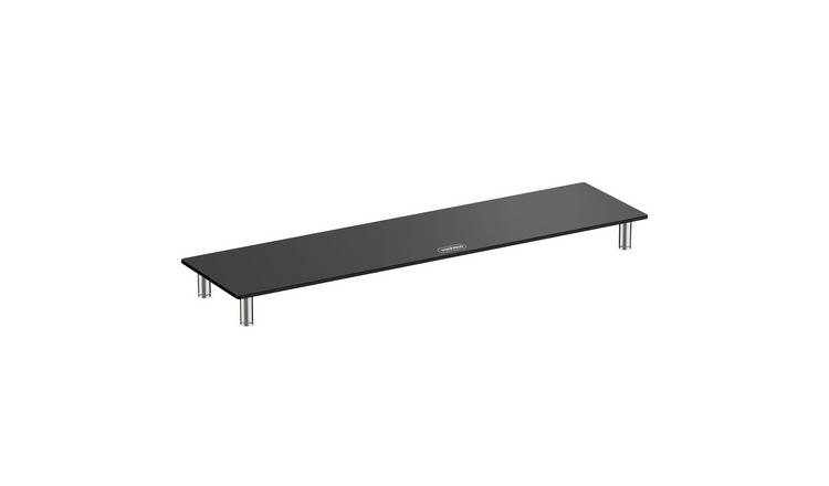 VonHaus 100x26cm Glass Monitor Stand Dual Riser - Black
