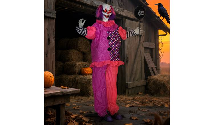 Outsunny 5.7ft  Animated Halloween Talking Circus Clown Decoration-Pink