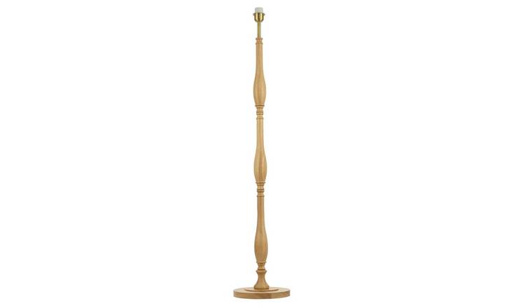 Happy Homewares Brown Oak Wood Base with Sleek Triple Segment Floor Lamp - 25cm