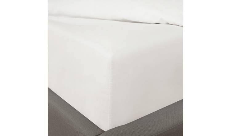 OHS Plain Dyed Cotton Deep Fitted Bed Sheet White - Single