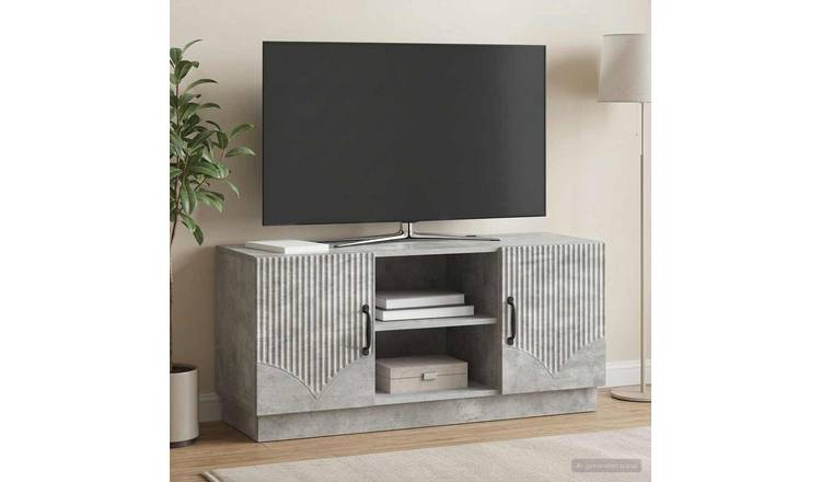 Walplus 2 Door Engineered Wood TV Cabinet - Concrete Grey - 102 x 34.5 x 47 cm