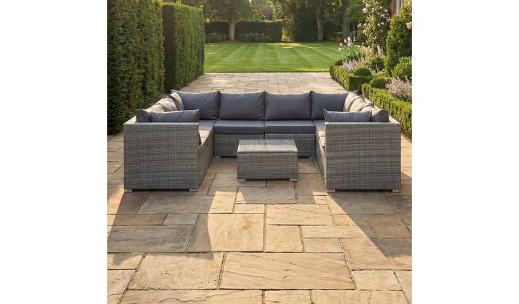 Artemis Home Oliena 8 Seat Modular Rattan Small U-Shape Furniture - Grey