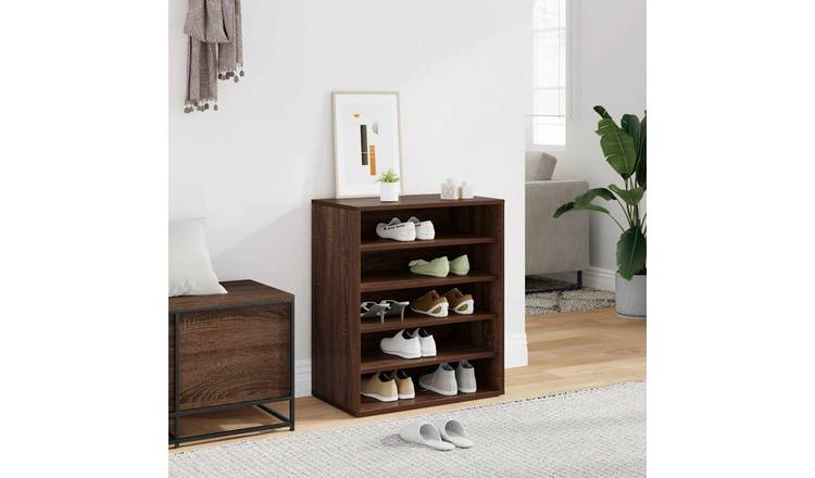 Walplus Engineered Wood Shoe Cabinet - Brown Oak - 60 x 35 x 70 cm