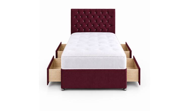 Comfy Deluxe 6ft Super King    4 Drawer  Velvet  Divan Bed Set -   Burgundy
