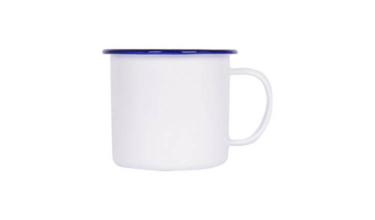 Argon Tableware White Enamel Mug 568ml - Blue