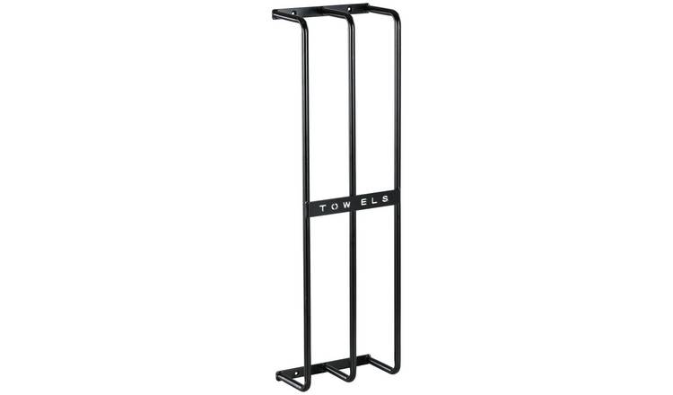 HOMCOM Wall Mounted Metal Towel Rack with 3 Bars - Black