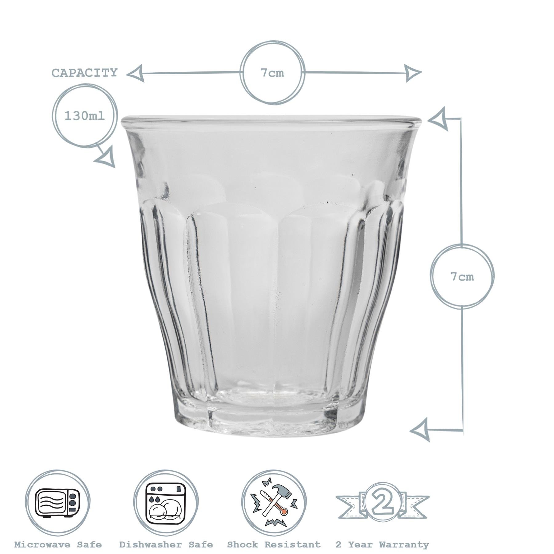 Duralex Picardie 130ml Drinking Glass Tumblers - Pack of 6 - Image 3