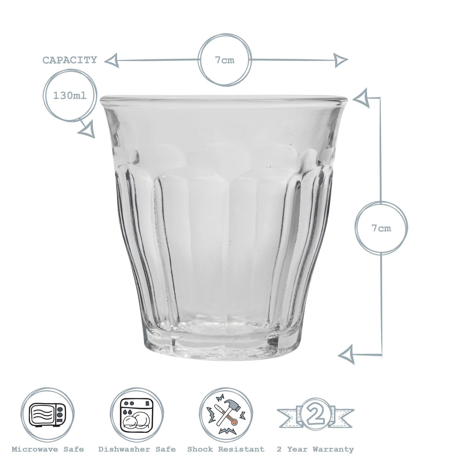Duralex Picardie 130ml Drinking Glass Tumblers - Pack of 6 - Image 3