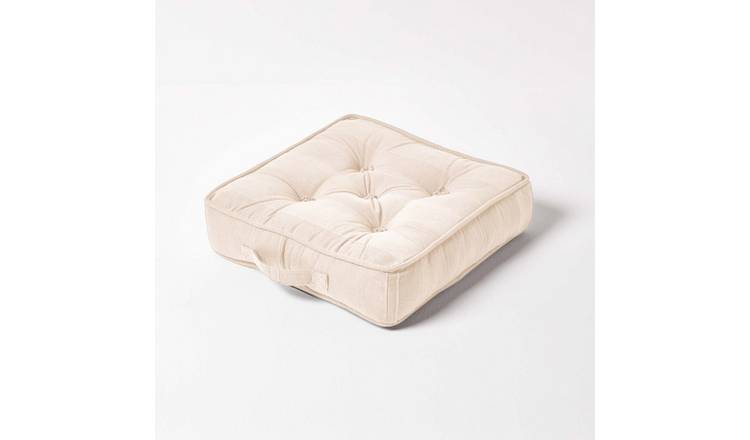 Homescapes Rajput Ribbed Cotton Floor Cushion - Natural