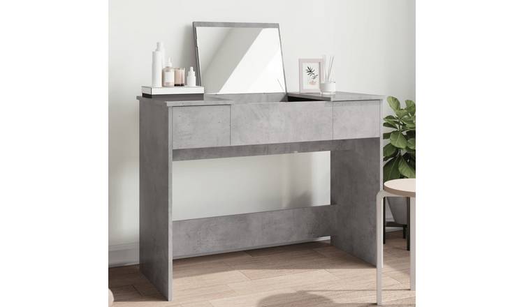 Walplus Glass Dressing Table - Concrete Grey - 100 x 45 x 76 cm
