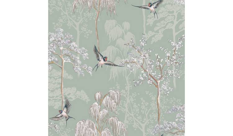 World Of Wallpaper Japanese Garden Wallpaper - Sage Green