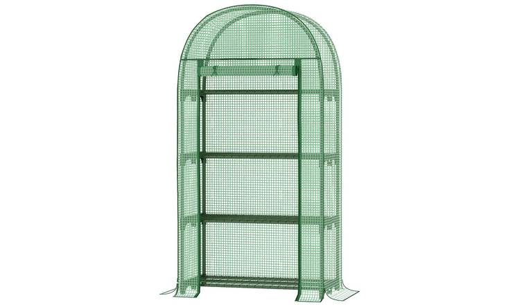 Outsunny Metal Frame PE Cover Mini Greenhouse – Green