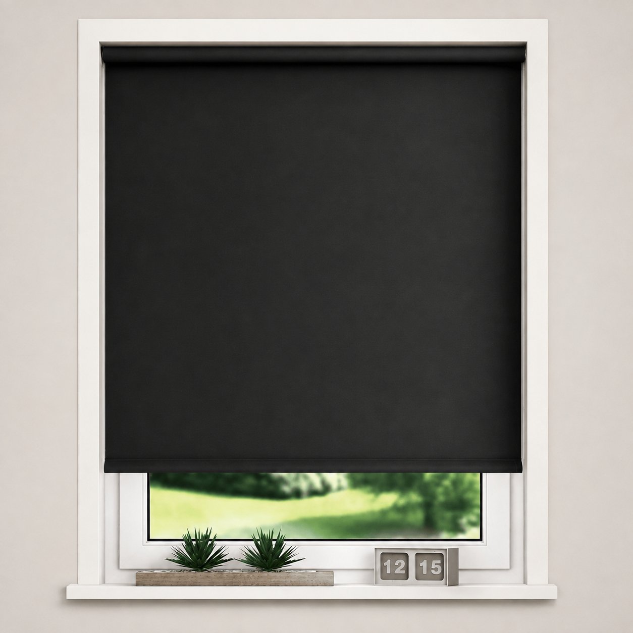 New Edge Blinds Black Thermal Blackout Roller Blind - 90cm x 165cm - Image 1