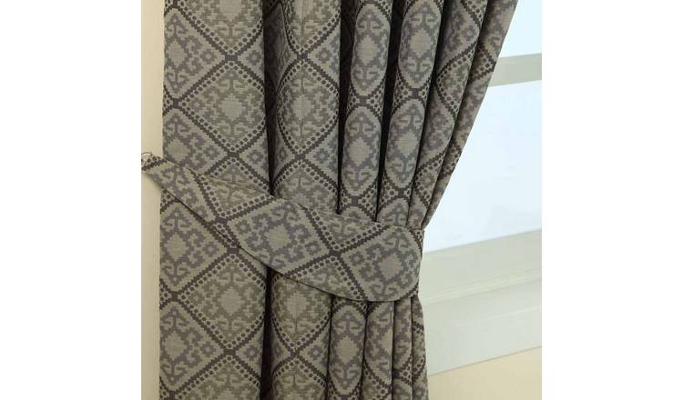 Homescapes Pack of 2 Aztec Jacquard Curtain Tie Backs – Grey